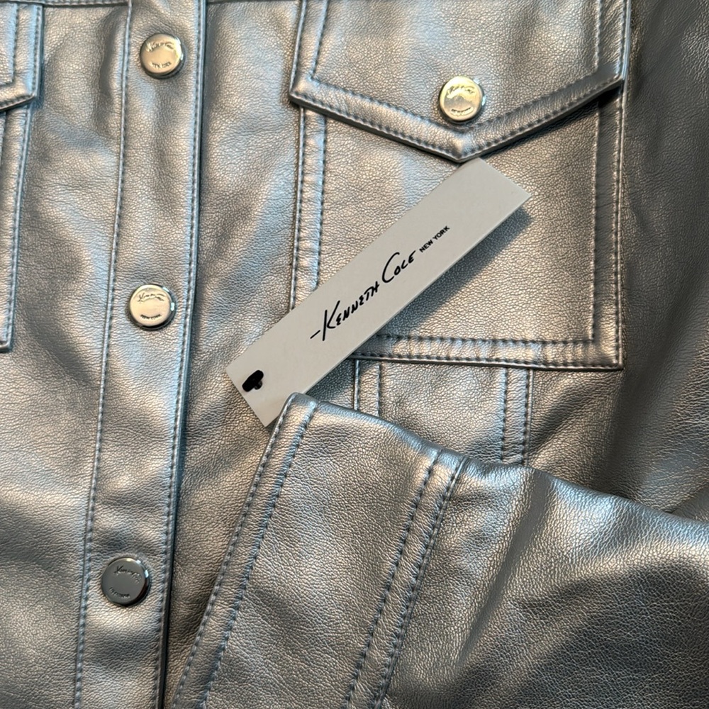 Kenneth Cole silver metallic faux leather shacket - Picture 5 of 7